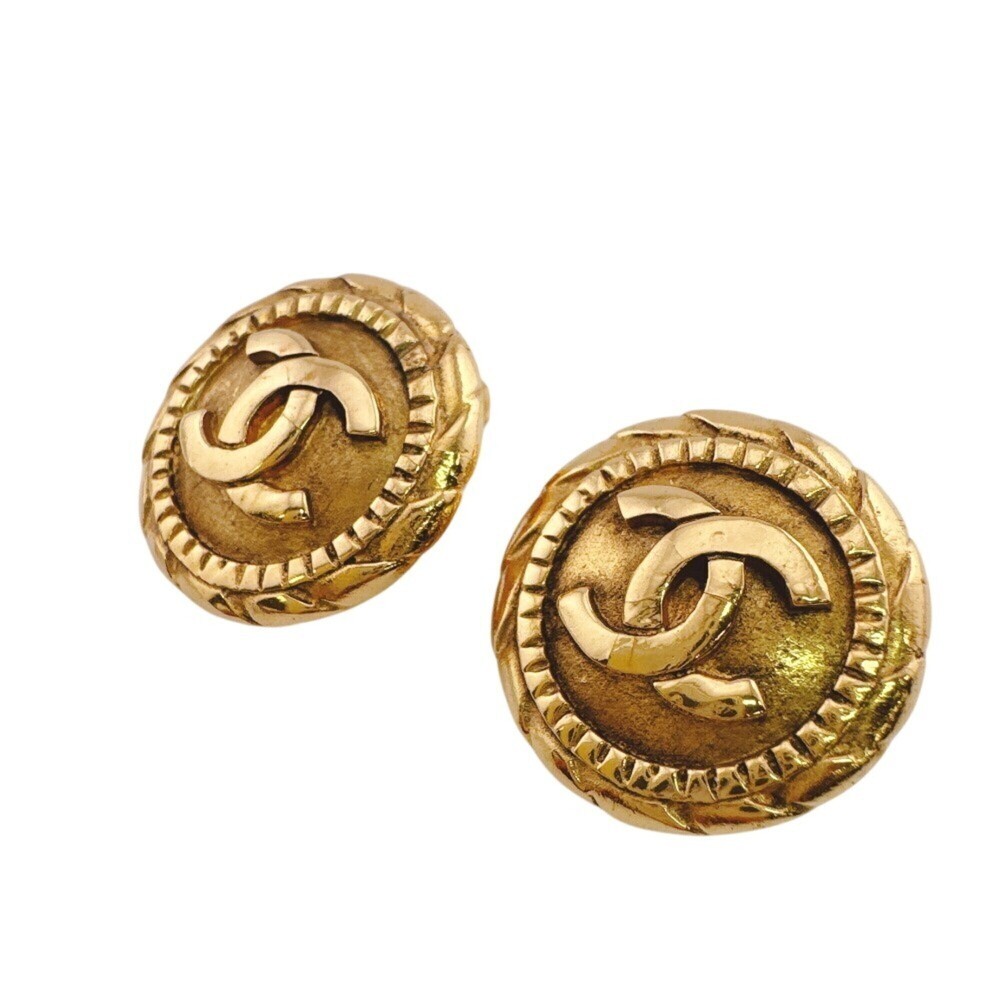 CHANEL Gold Logo Earrings